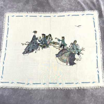 VTG Lufthansa Airline Stewardess Scarf KM Hasler Rococo Fringed Owner Signed