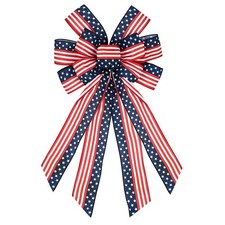 Large Patriotic Wreath Bows, Patriotic Star and Stripe America Flag Bow for F...