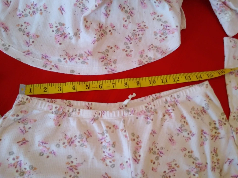 Miss Elaine 2 pc Pajama Pant Set Long Sleeve Size L Floral Pink Soft Cozy - Image 2 of 4