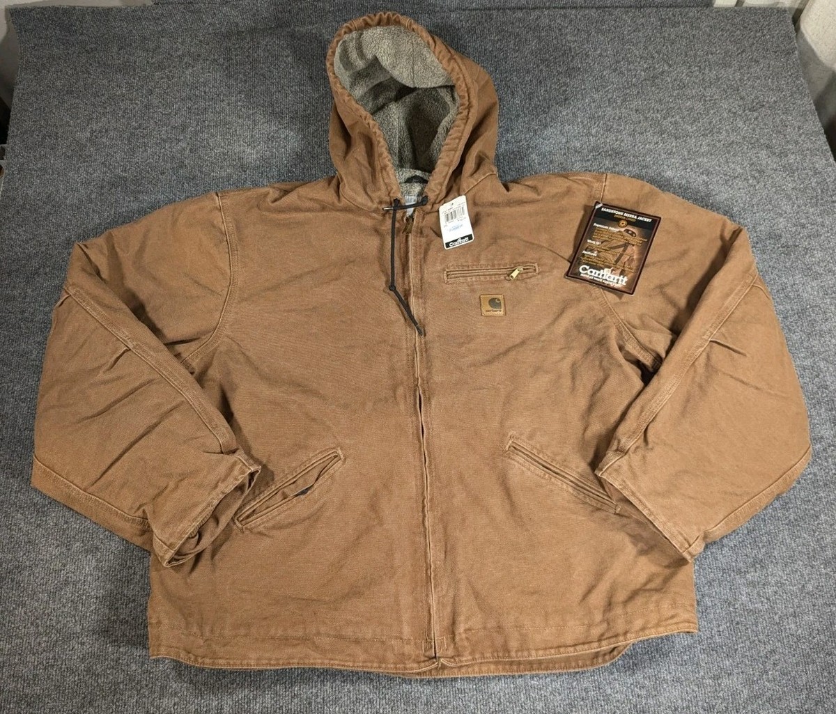 VTG NOS! Carhartt Men's J141 Jacket Duck Brown 2XL Sherpa Lined