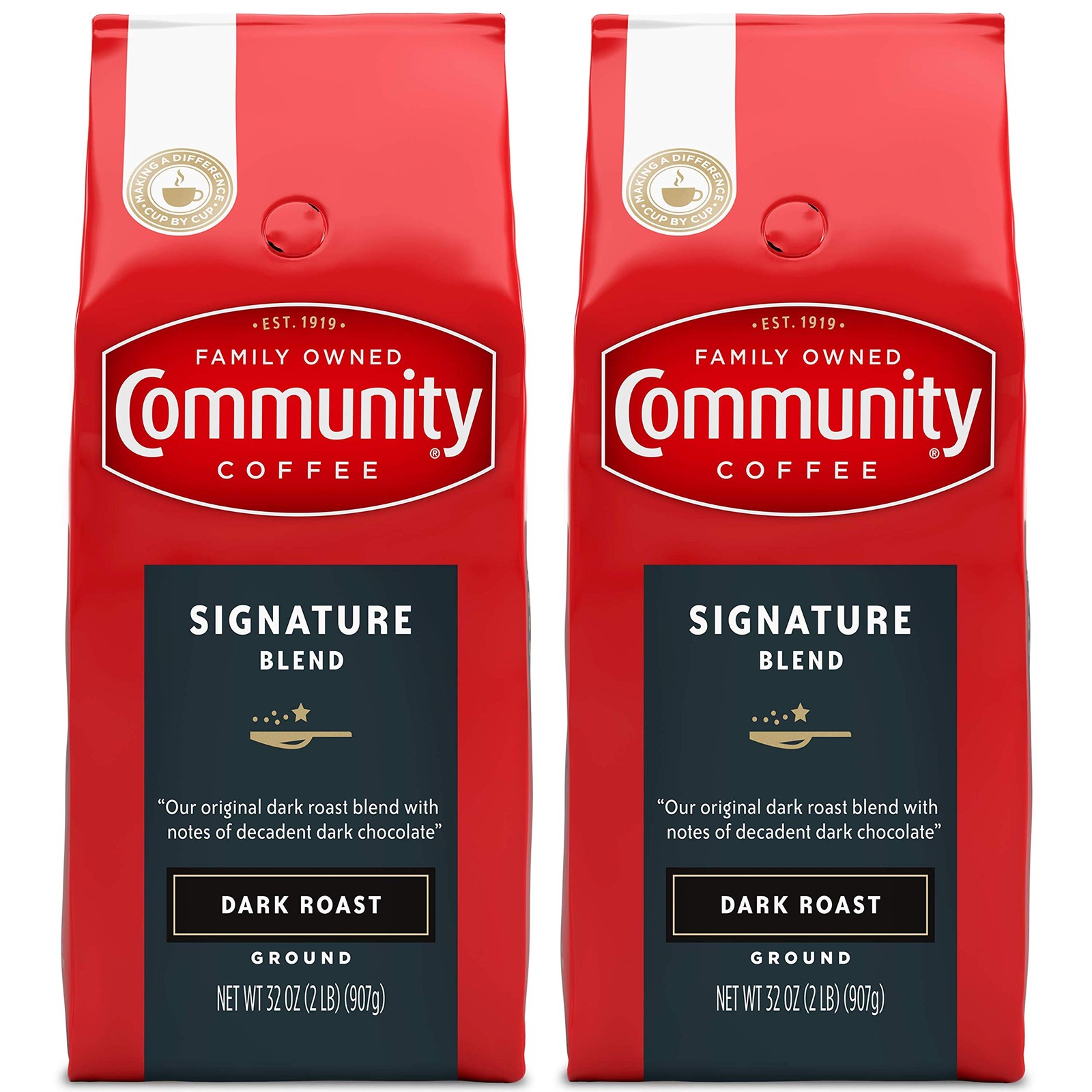 Community Coffee Signature Blend Ground Coffee, Dark Roast Pack of 2