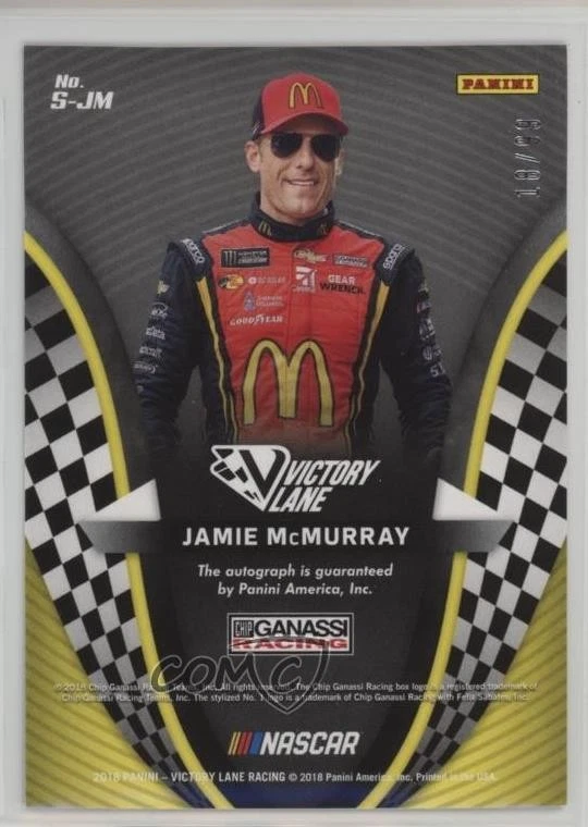 2018 Panini Victory Lane Signatures Gold /99 Jamie McMurray #S-JM Auto - Image 2 of 2