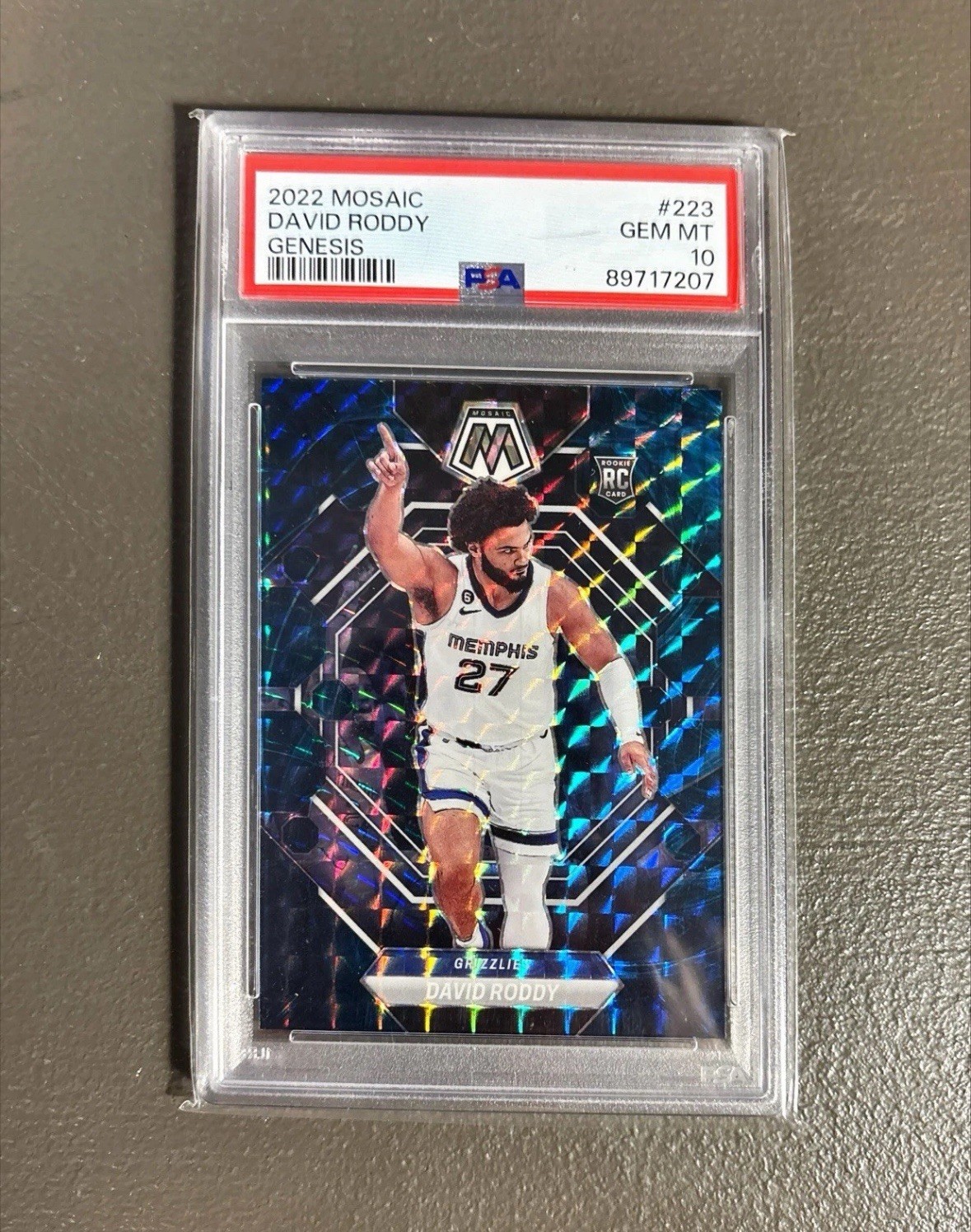 David Roddy 2022-23 Mosaic Genesis Rookie SSP Case Hit PSA 10 Grizzlies RC