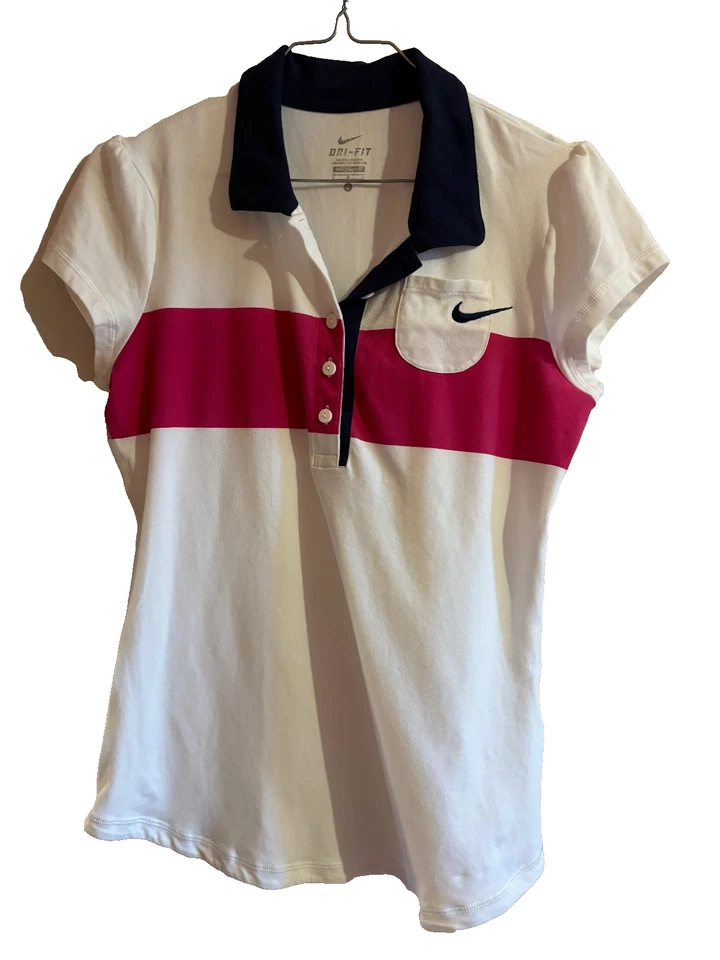 NIKE polo blanc fuschia taille L ou 40 - Photo 1/3