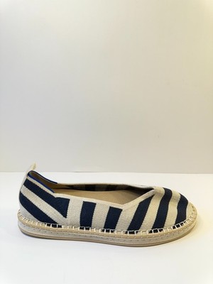 C49. Rothy Womens Espadrilles Natical Navy Stripe Cream-US 11