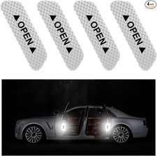 4PCS Car Door Open Warning Reflective Stickers, Night Visibility Color: Silver