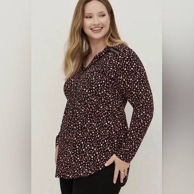 NWT Torrid Emma Babydoll Lace Trim Tunic Top Long Sleeve Size 2