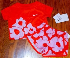 NIKE SPORT AUTHENTIC TODDLERS GIRLS ORIGINAL BRAND NEW 2Pc SHORTS SET Sz 4, NWT