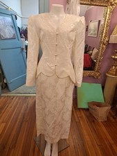 VTG Jessica McClintock Bridal Suit 12 Cottegacore Wedding Ivory Jaquard