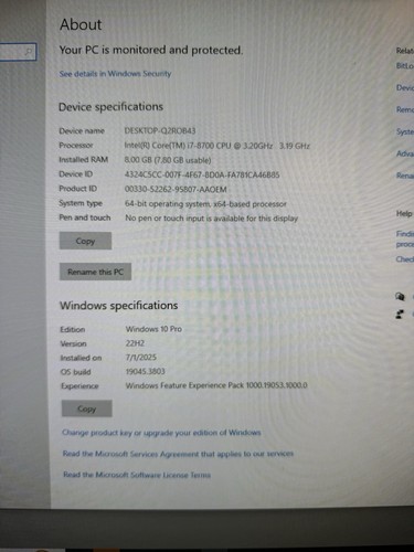 Dell OptiPlex SFF 7060 Intel i7-8700 @ 3.20GHz 8GB DDR4 RAM 256GB SSD Win 10 Pro - Photo 13/13