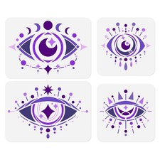 Doodlream 4pcs Evil Eyes Wall Stencils for Painting, 8.3 inches x 11.7