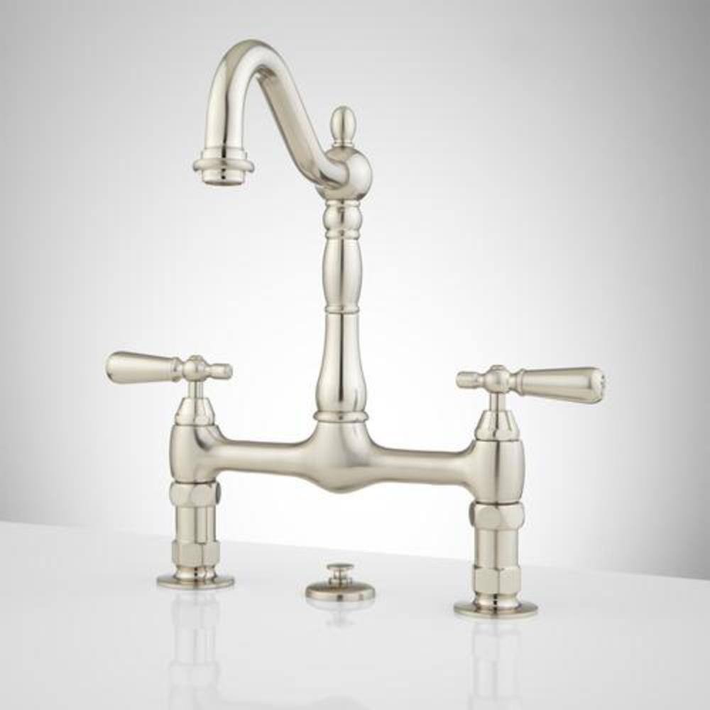 Signature Hardware 329220 Bridge Bathroom Faucet with Lever Handles and Pop-Up 55290₽