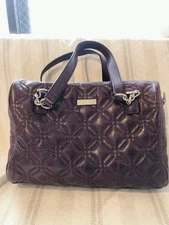 m1205 kate spade New York Boston Bag Brown Leather Tote Authentic Excellent Con