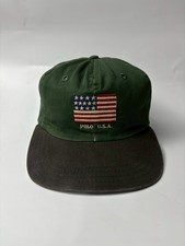 Vintage Polo Ralph Lauren Usa Flag Two-Tone Green Black Hat