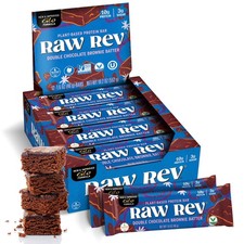 Raw Rev Vegan Protein Bars- Double Chocolate Brownie Batter, 12 bars, Non-GMO, P