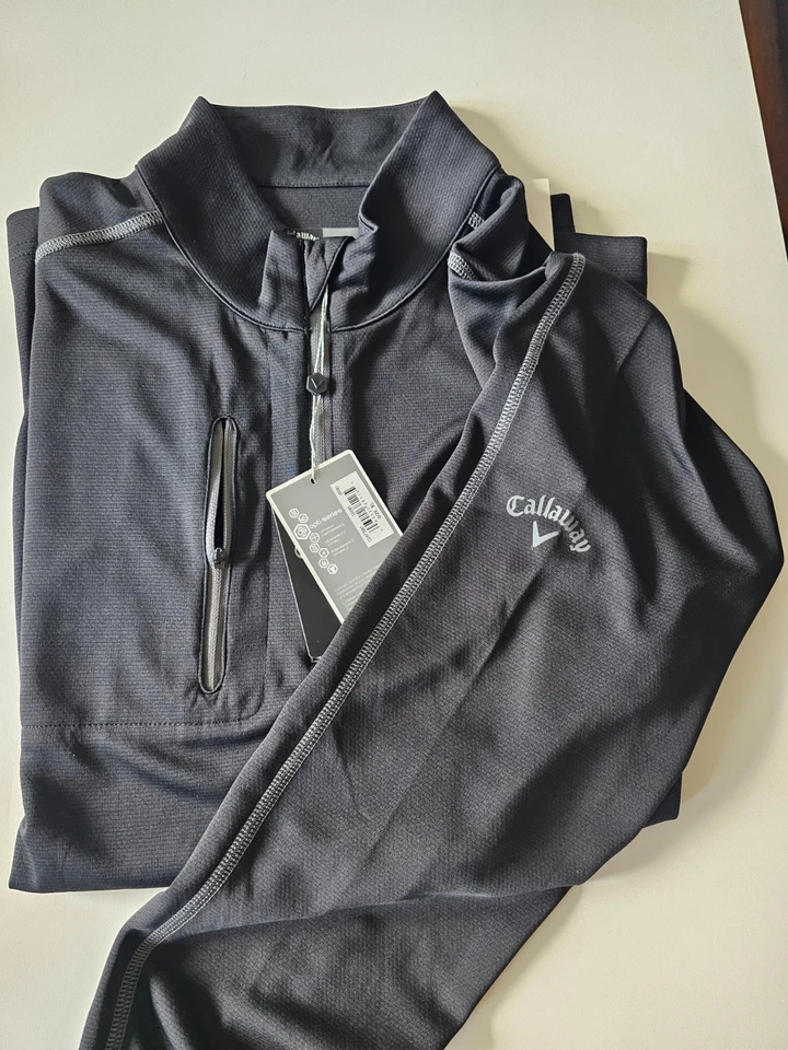 Pullover Callaway Opti-Dri Series Hombre Cuarto Cremallera Negro Talla XL NUEVO CON ETIQUETAS Foto 3 de 4