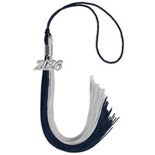 Endea Graduation Dark Navy Blue/Grey Tassel With Silver Date Drop