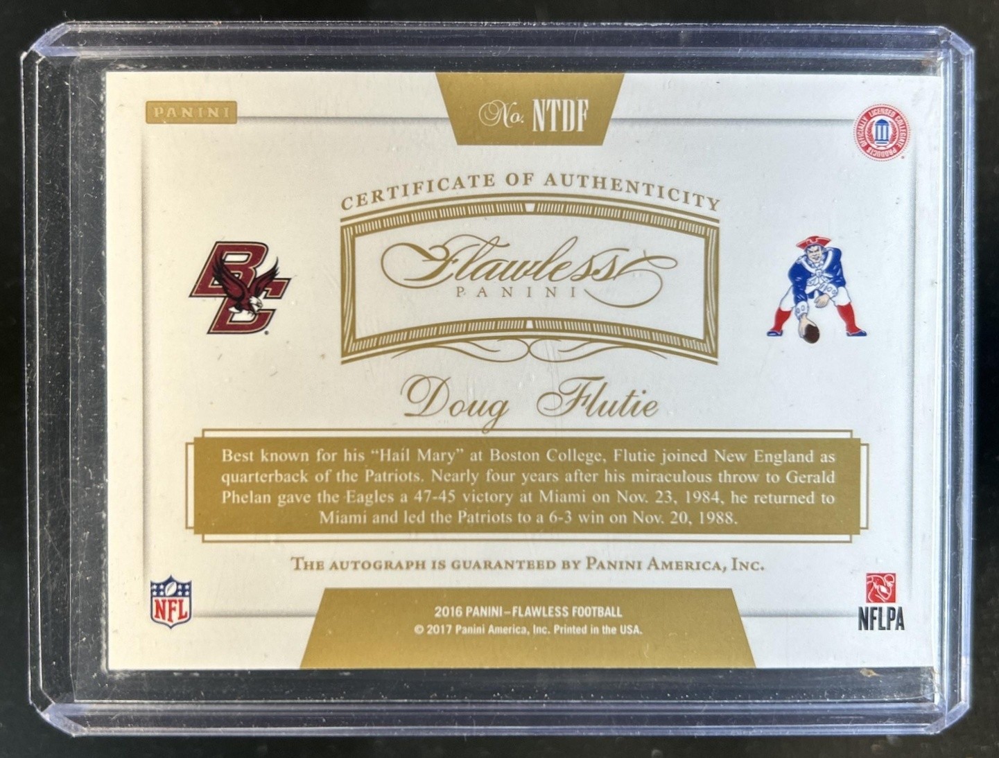 2016 Flawless Doug Flutie Now & Then Auto Autograph #8/25 Patriots view 2
