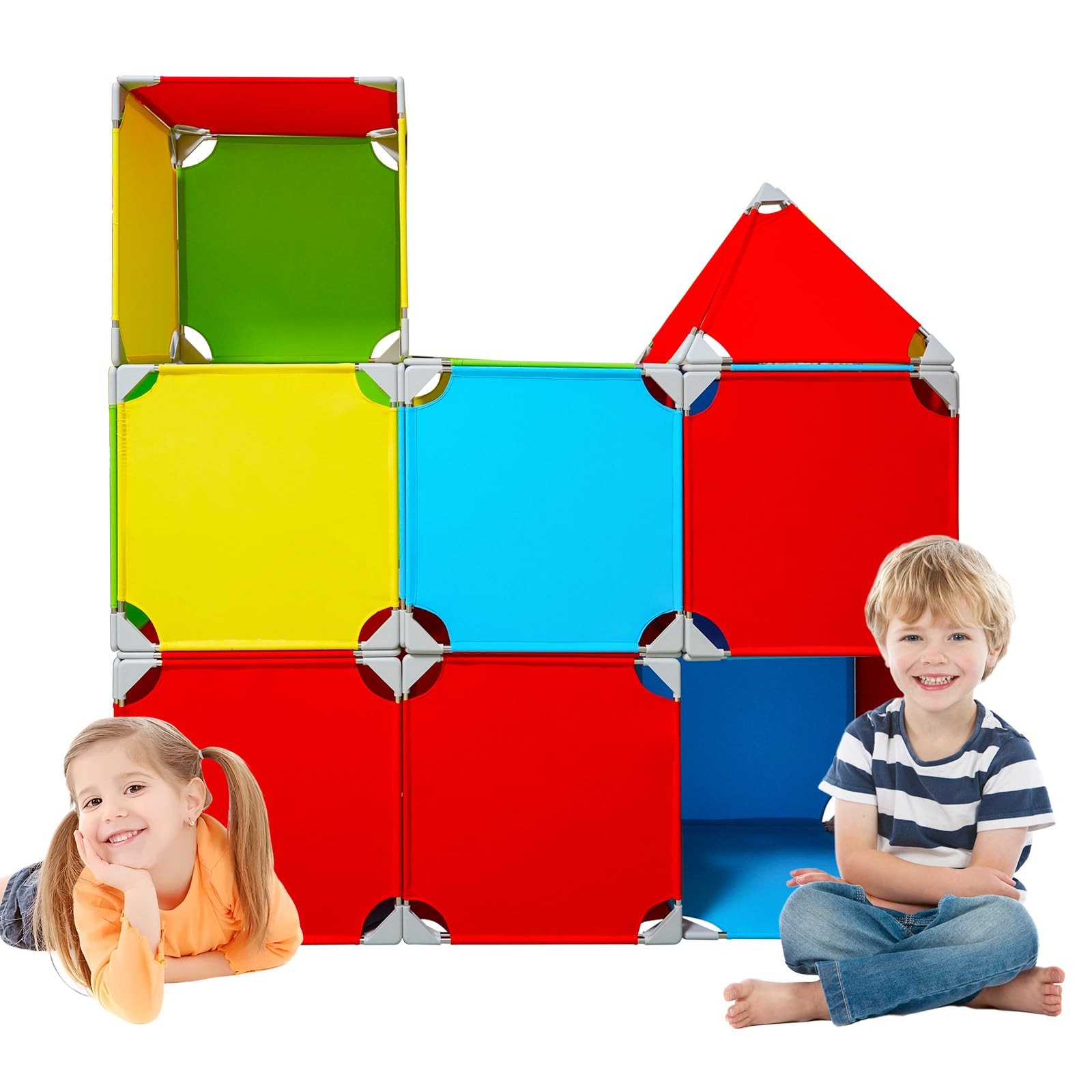 Magnetic Fort Building Panels for Kids with Giant Magnet Tiles Construction Kit
