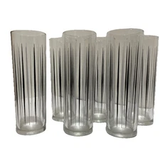 CB2 Retro Black & White Arrow Design Collins/Highboy 6 Glass Set