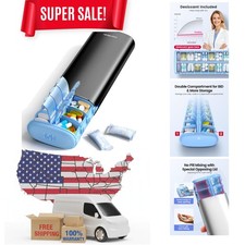 Metal 7 Day Pill Organizer 2 Times a Day   AM PM Weekly Travel Pill Case with...
