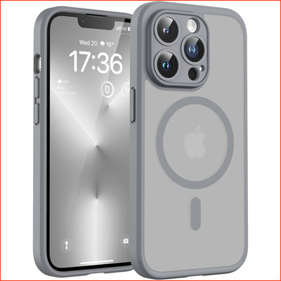 Handyhülle für iPhone 13 Pro Max Stoßfest Kratzfest Grau 6,7 Zoll MagSafe