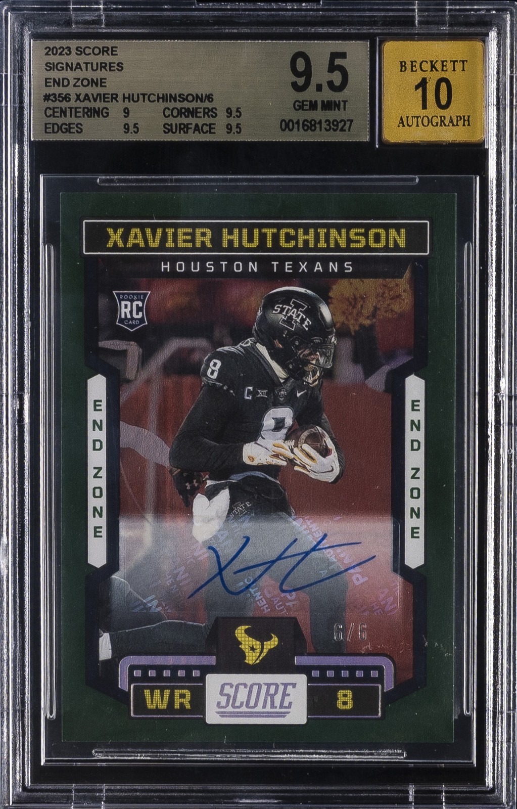 Xavier Hutchinson Panini Score #356 Autograph End Zone