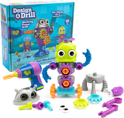 Design and Drill Roboter Werkstatt MINT Bau Spielzeug