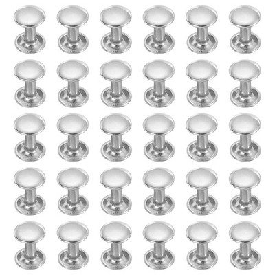 50 Leder Nieten doppelt 8x10mm silber