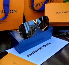 LOUIS VUITTON SUNGLASSES OVERSIZED SHIELD SUNGLASSES IN DAMIER AND GOLD