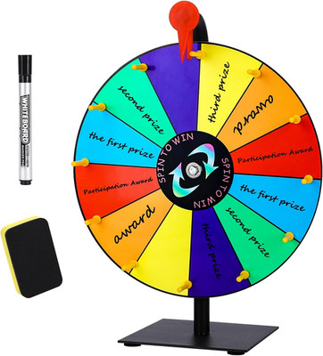 12 Inch 12 Slots Colorful Prize Wheel Tabletop Fortune Spin with Dry Erase Marke