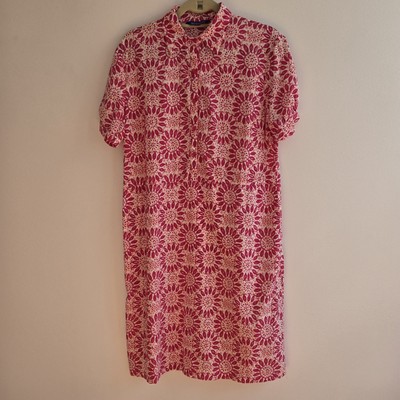  Three Islands Midi Cotton  Dress S Short Sleeves Tropical Preppy Beach
