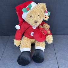 Russ Berrie Sammy Santa Teddy Bear 14" Plush Stuffed Animal Toy Christmas