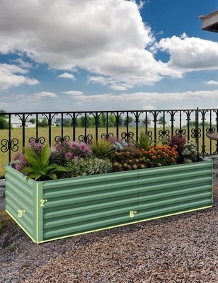 2 SIZES Metal Raised Garden Bed w/Galvanized Steel Square Planter Box for Garden