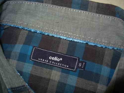 CELIO Chemise bleue et grise à carreaux S - Imagen 5 de 5