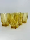 6 vintage Federal Glass amber STAR small tumblers 1950s Glasses barware SEE PICS