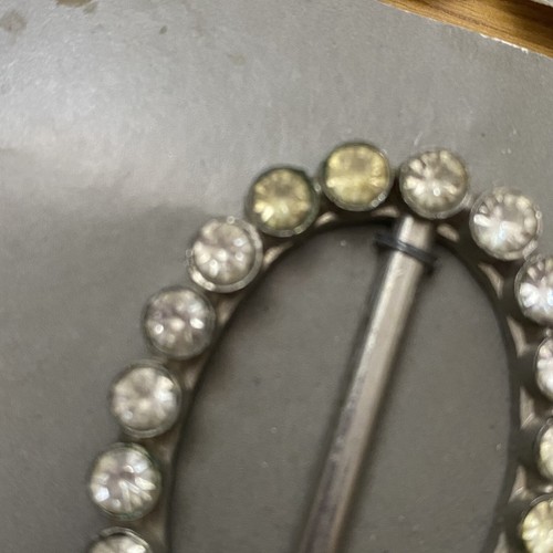 New Vintage Vogue Star Clear Rhinestone Oval Belt Buckle - Picture 5 of 11