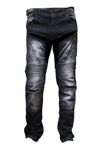 Pantalones protectores de mezclilla con paneles elásticos de motocicleta para hombre - Imagen 2 de 10