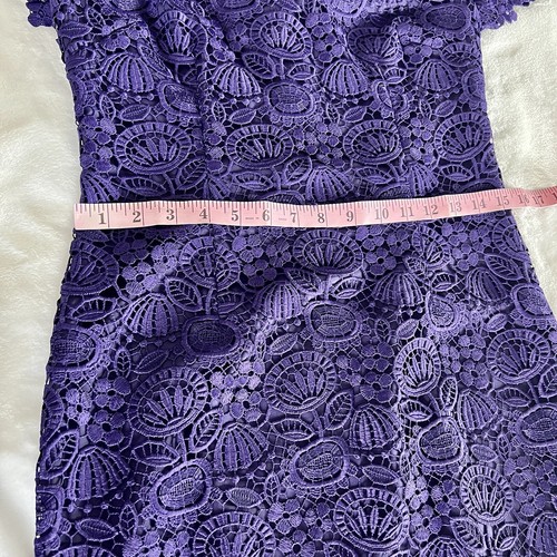 TRINA TURK Damen 4 lila Spitze kurzärmelig knielang Partymantelkleid - Bild 8 von 9