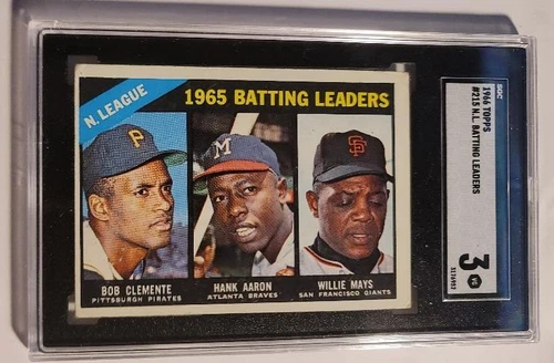1966 Topps - League Leaders Willie Mays, Roberto Clemente, Hank Aaron #215...