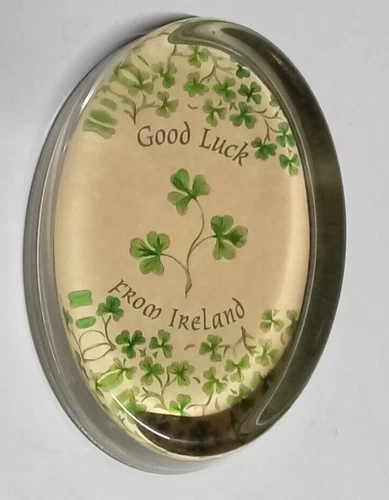 Irish Paperweight "Good Luck From Ireland "