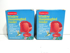 Lot of 2 New Vintage Rubbermaid Red Window Hummingbird Feeder 3408 9oz 1993