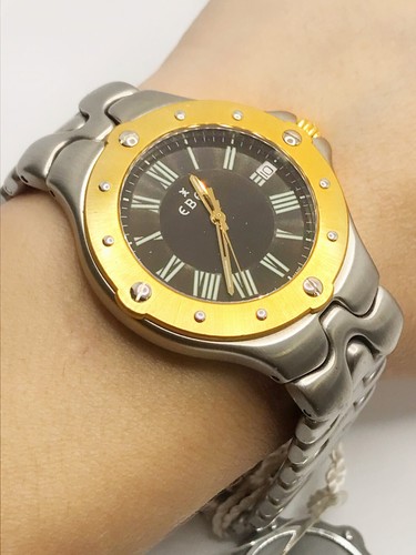 Ebel 18KYG & Stainless Steel Sport Wave 39mm Quartz Watch Fits Up to 8.25" - Picture 3 of 12