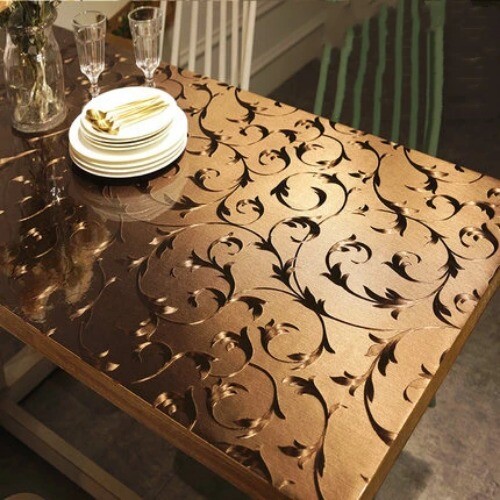 Retro Soft Glass Tablecloth Waterproof Desktop Protector Coffee Table Mat PVC - Picture 16 of 21