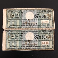 GERMANY 1924 RARE 87M 50p GOVERNMENT BOND COUPON Reichsschuldenverwaltung-WEIMAR