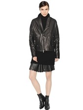 Oversized Diesel Black Gold Leather Jacket, It 40 / Uk 8 (fits Uk 10) Rrp £1090