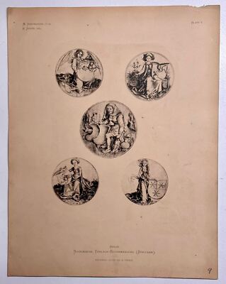 19th Century Decorative Art Ornament Lithograph Portfolio Print Germany 1877 #9