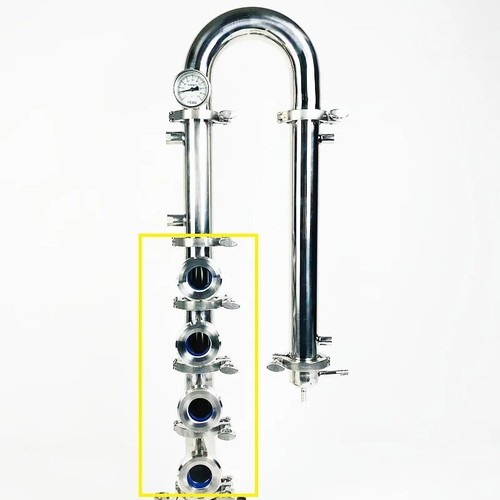 Metal Sight Glass Copper Bubble Set Union Tri-Clamp Tee Distillation Lens Column - Imagen 11 de 13