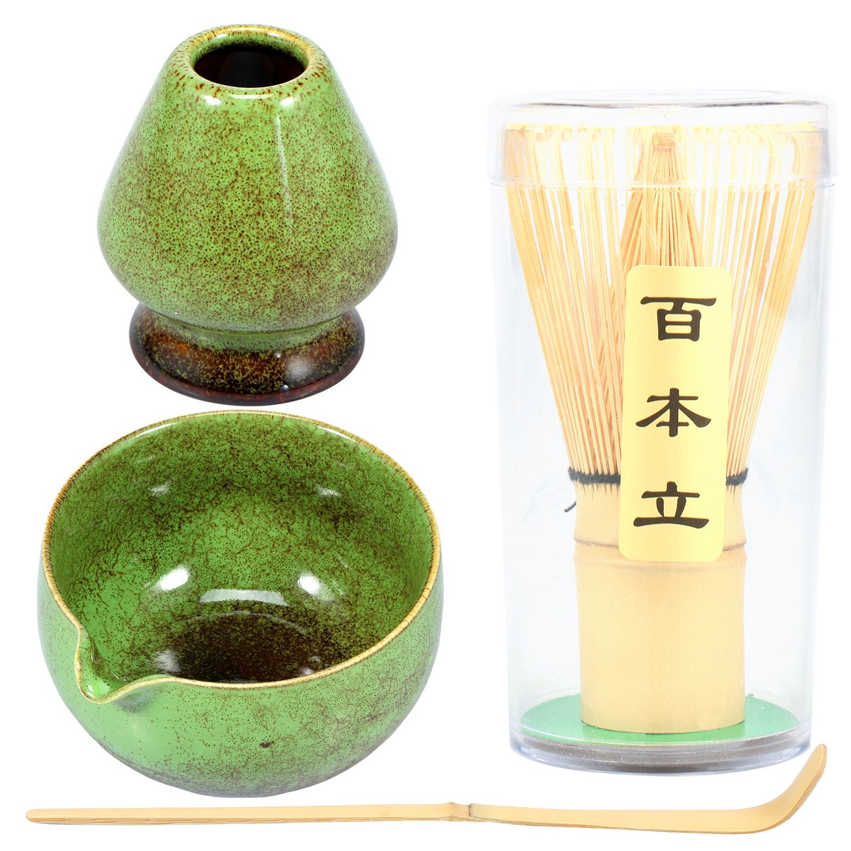 CroBlissful 5-Pc Matcha Whisk Set - Resin Whisk, Sifter, Holder, Bamboo Scoop & Spoon
