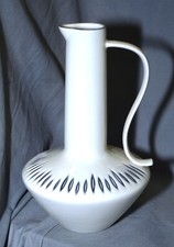 Large Handle Vase Jug White, Sgrafo Modern, Design Peter Müller, 60s, 25 Cm